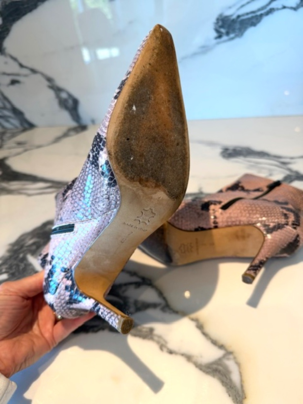 Pink Pointed Toe Python, Kitten Heel. - Picture 8 of 9